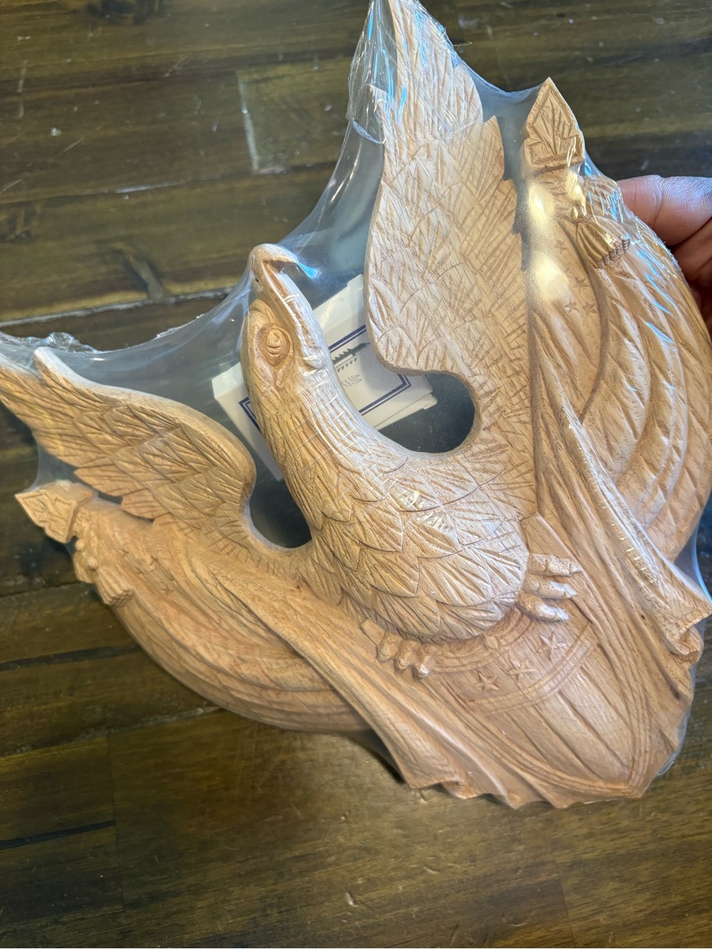 American Eagle Wall Hanging Unfinished Wood Shield Americana Patriotic Plaque - Picture 5 of 7